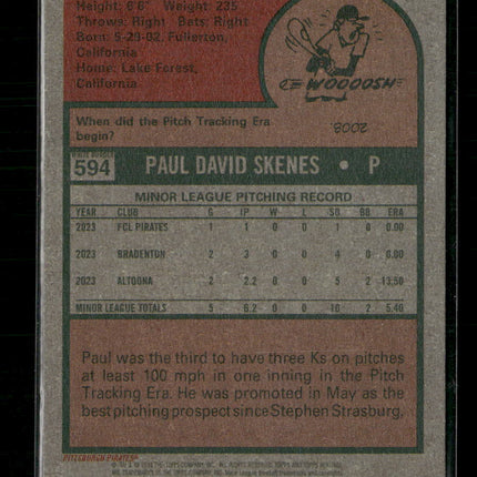 2024 Topps Heritage Green Border Paul Skenes Rookie #594