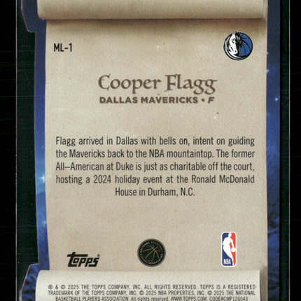 2025-26 Topps Holiday Making The Nice List Cooper Flagg #ML-1