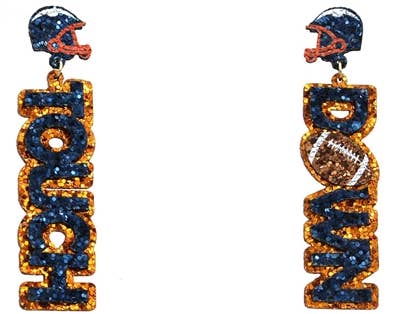 Orange & Navy Glitter Touchdown Earring