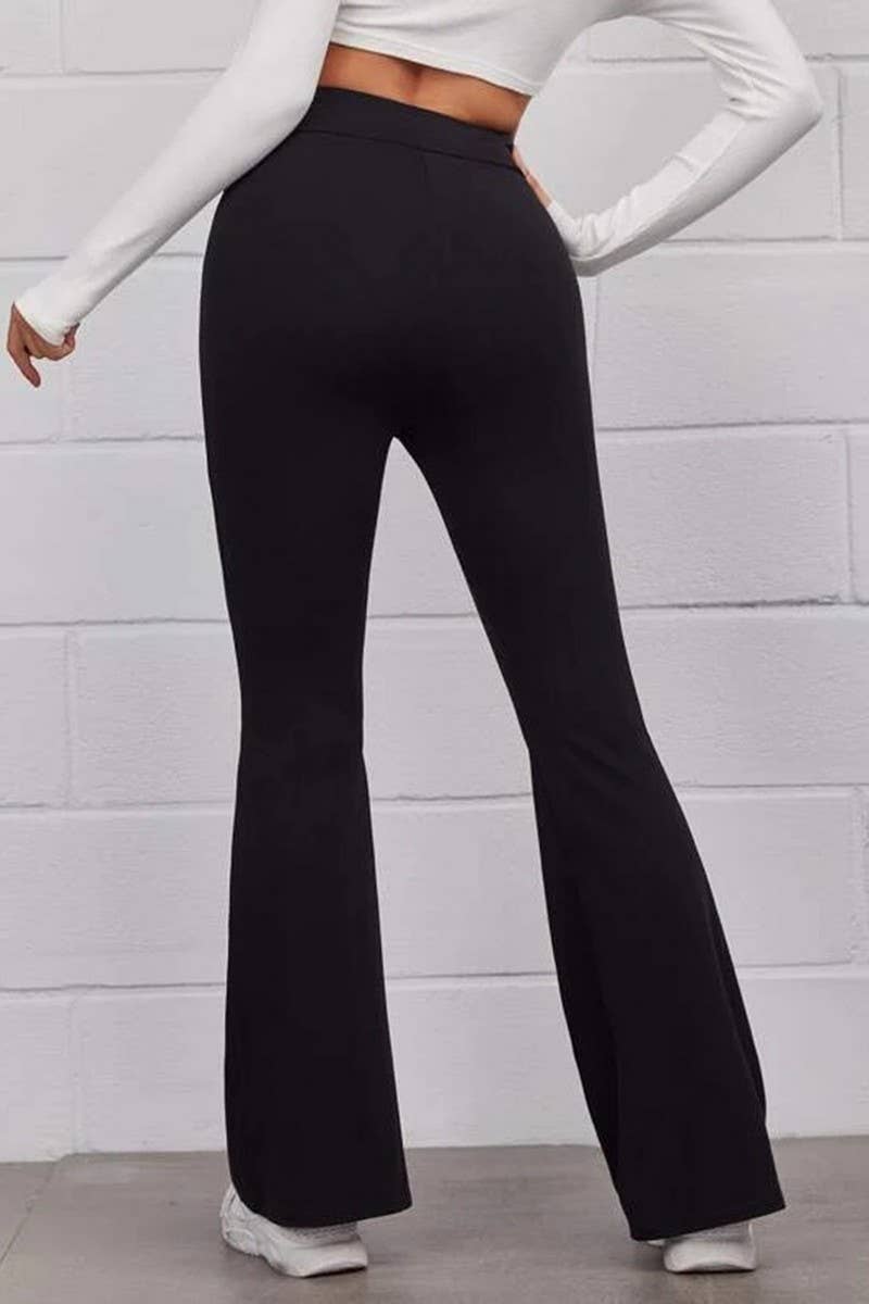 High-Waisted Black Slim-Fit Pants