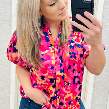 Pink & Purple Leopard Blouse