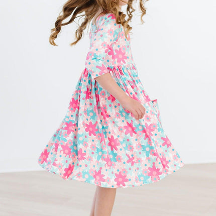 Petal Perfection 3/4 Sleeve Pocket Twirl Dress