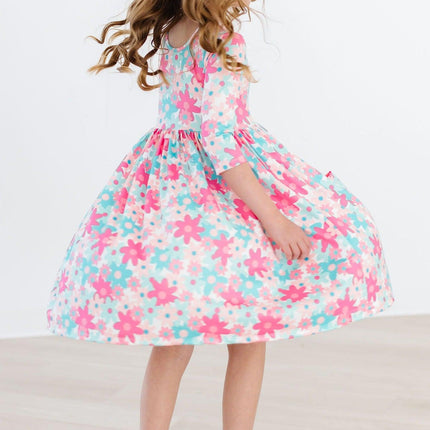 Petal Perfection 3/4 Sleeve Pocket Twirl Dress