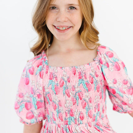 SALE Strawberry Shortcake Smocked Ruffle Dress