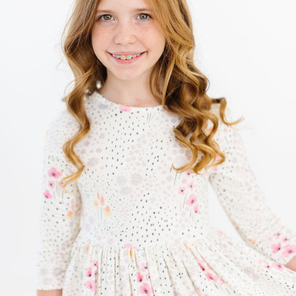 Whimsical Wildflowers 3/4 Sleeve Pocket Twirl Dress