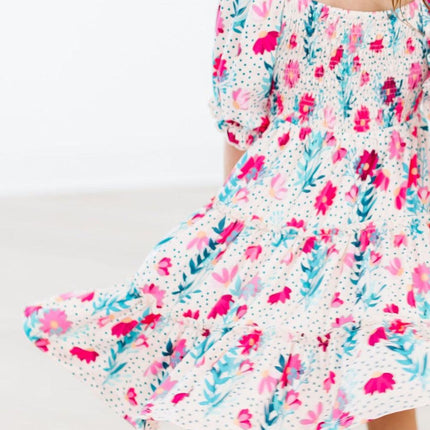 SALE Dots & Daisies Smocked Ruffle Dress