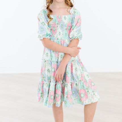 Minty Meadow Smocked Ruffle Dress