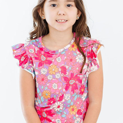 Hawaiian Floral S/S Ruffle Tee