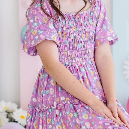 SALE Playful Posy Smocked Ruffle Dress