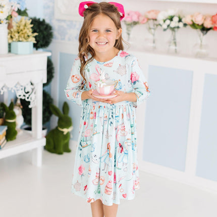 Wonderland 3/4 Sleeve Pocket Twirl Dress