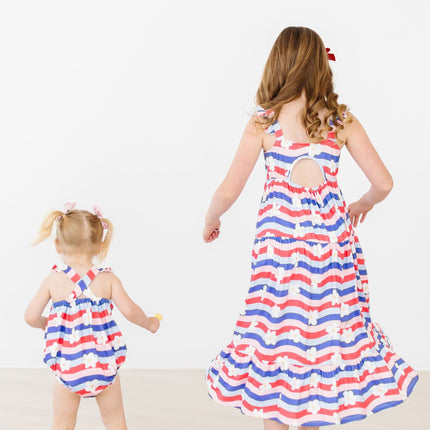 July Vibes Ruffle Cross Back Romper