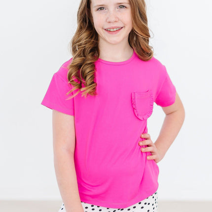 Hot Pink Ruffle Pocket Tee