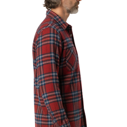 Men's Heathered Fleece Overshirt with Chest Pockets and Tortoise-shell patterned Buttons