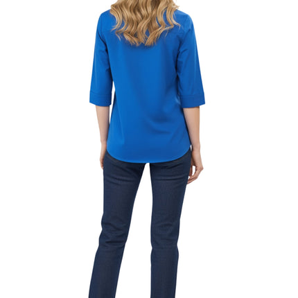 Womens Regular Fit 3/4 Sleeve Button Down Collared Camp Shirt