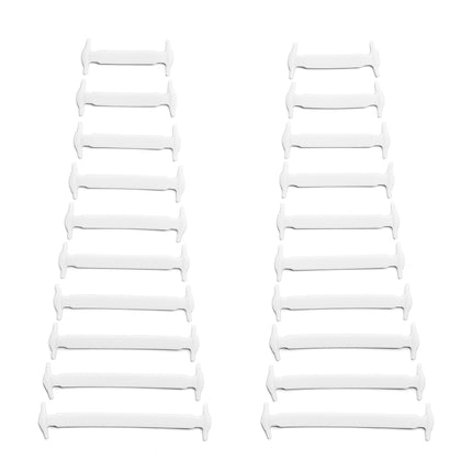 White Stretchy Tieless Silicone Elastic Shoelaces | 20 Straps
