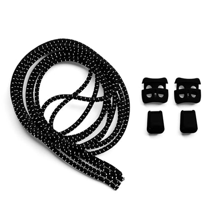 Black Quick Lock No Tie Elastic Shoelaces