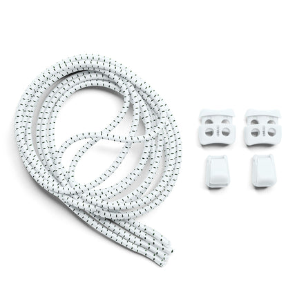 White Quick Lock No Tie Elastic Shoelaces