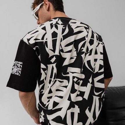 Graffiti Print Oversized T-Shirt - Unisex Urban Streetwear Tee