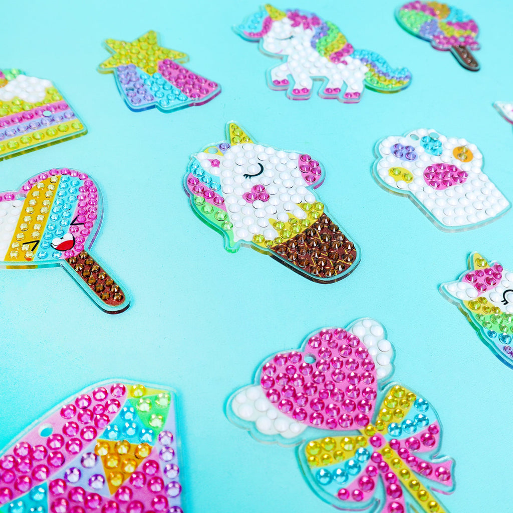Adorable Keychains Diamond Art Kit – Unicorn (Set of 15)