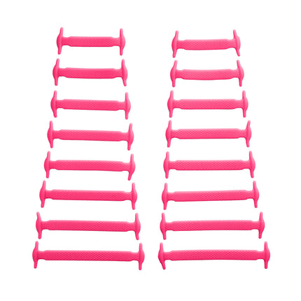 Pink Stretchy Tieless Silicone Elastic Shoelaces | 16 Straps