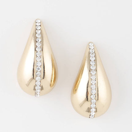 Gold & Rhinestone  Teardrop Earrings