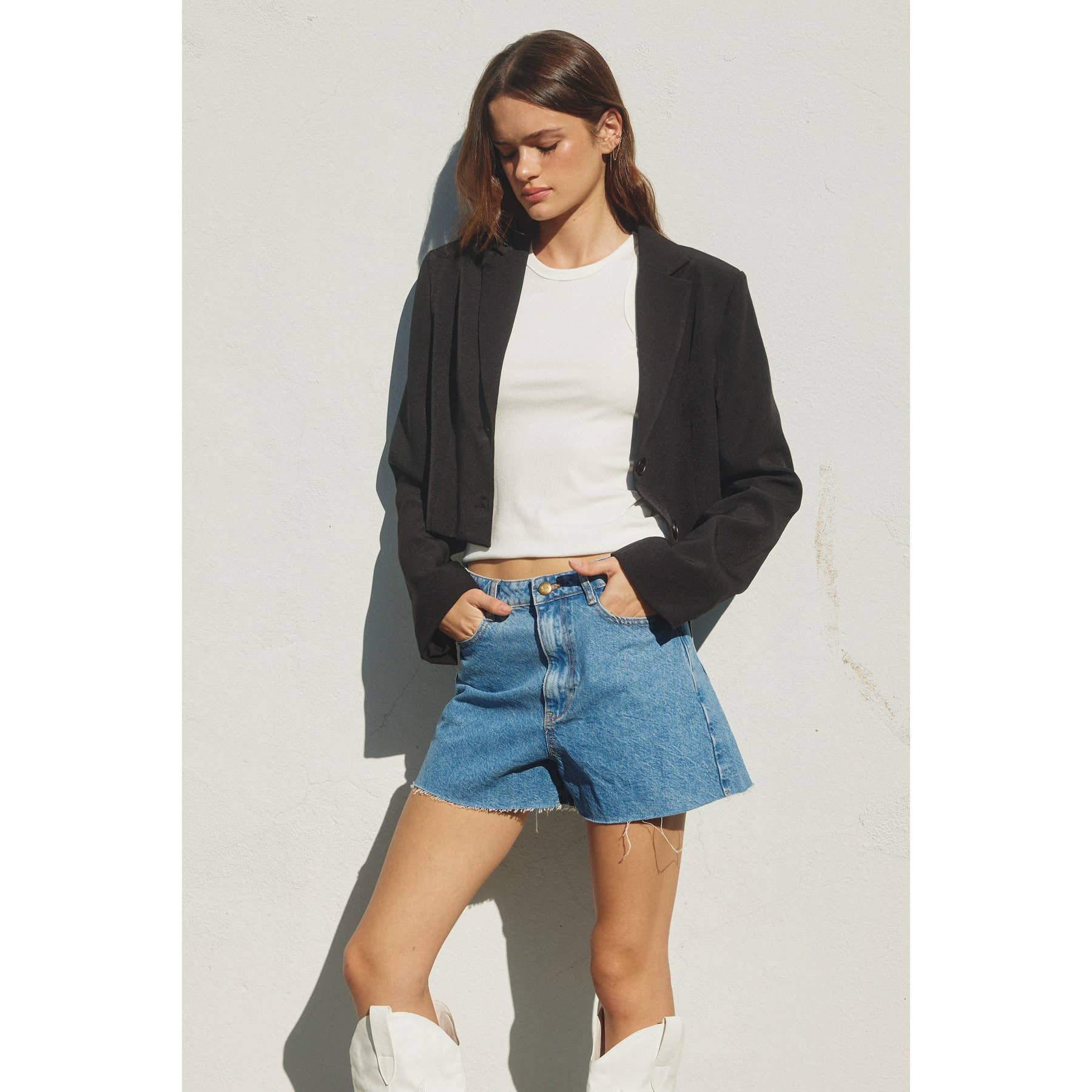 Black Cropped Classic Blazer