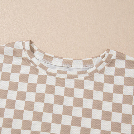 Luxury Checkerboard T Shirt and High Waist Skorts Set