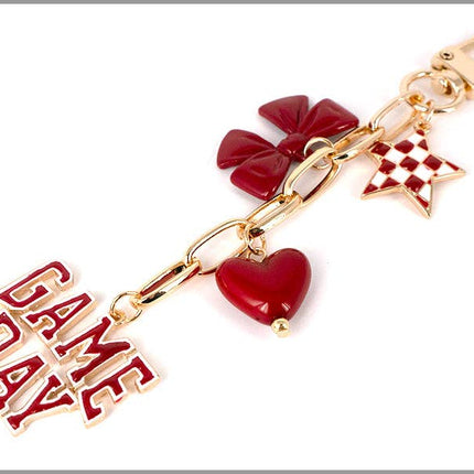 Red & White Gameday Bag Charm