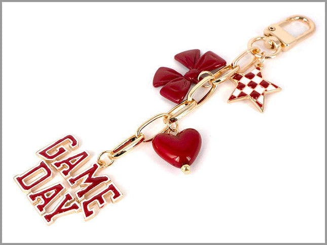 Red & White Gameday Bag Charm