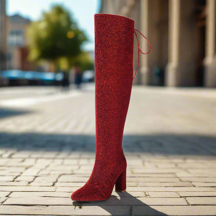 Plus-Size Over The Knee Long Boots for Women – Chunky Heel Nightclub Platform