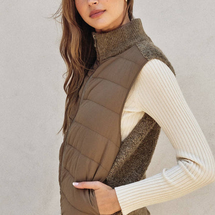 Sherpa and Puff Contrast Vest
