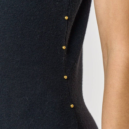 Black Sweater Maxi Dress w/ Stud Detail