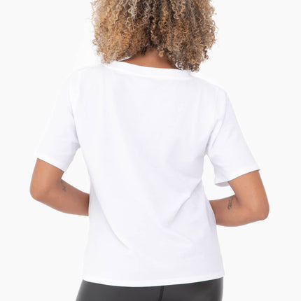 Cotton Blend V-Neck Tee: White