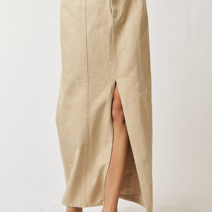 Khaki Skirt w/ Front Slit