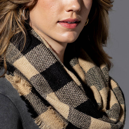 Woven Buffalo Checkered Infinity Scarf
