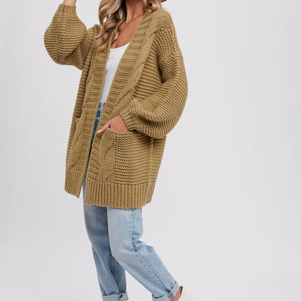Chunky Cable knit Cardigan-Chocolate