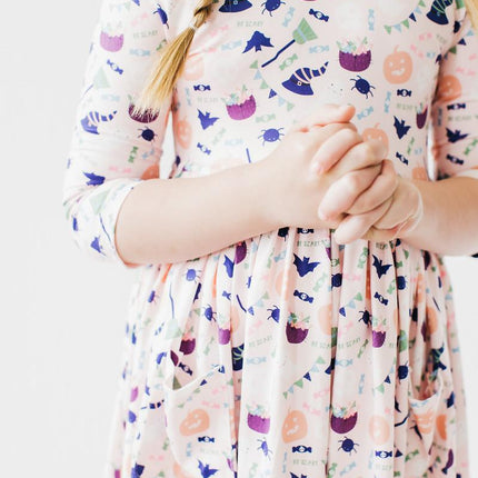 SALE Trick or Treat 3/4 Sleeve Pocket Twirl Dress