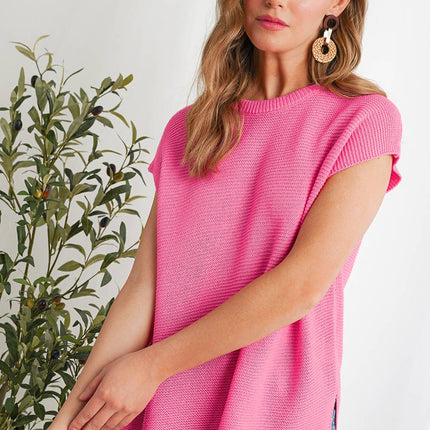 Pink Round Neck Sweater Top