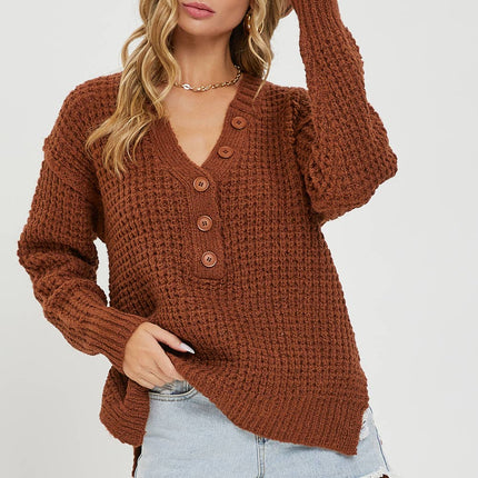 Ivory Waffle Knit Sweater