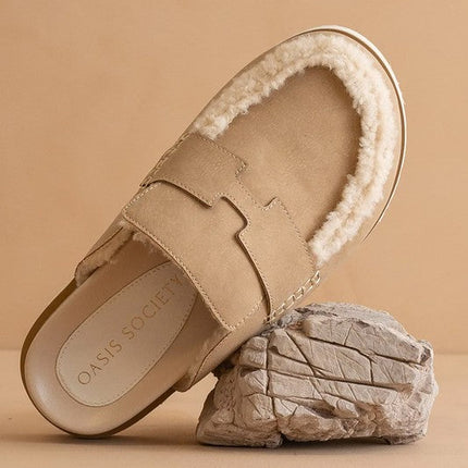 AVALON-SUEDE SHEARLING LOAFER MULE