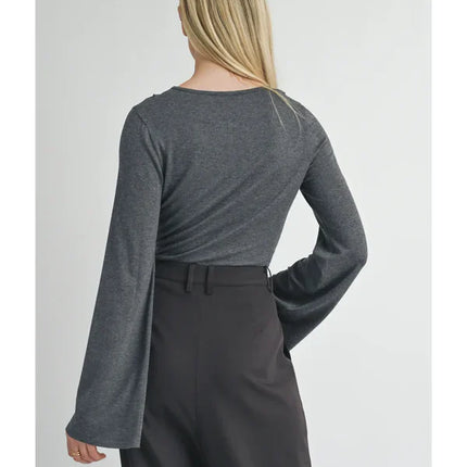 Seamed Bell Sleeve Knit Top