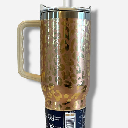 Buc-ee's Yukon Outfitters Gold Leopard Print 40oz Tumbler