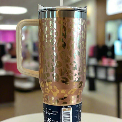 Buc-ee's Yukon Outfitters Gold Leopard Print 40oz Tumbler