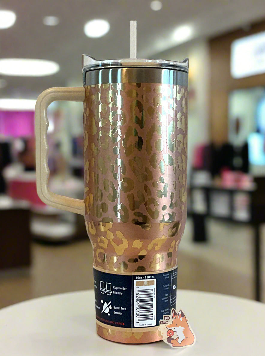 Buc-ee's Yukon Outfitters Gold Leopard Print 40oz Tumbler