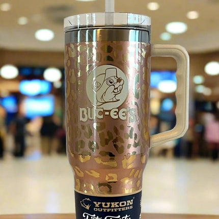 Buc-ee's Yukon Outfitters Gold Leopard Print 40oz Tumbler