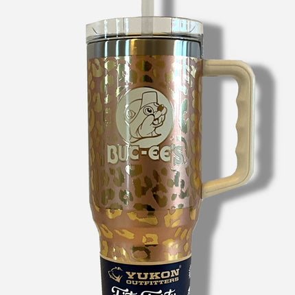 Buc-ee's Yukon Outfitters Gold Leopard Print 40oz Tumbler