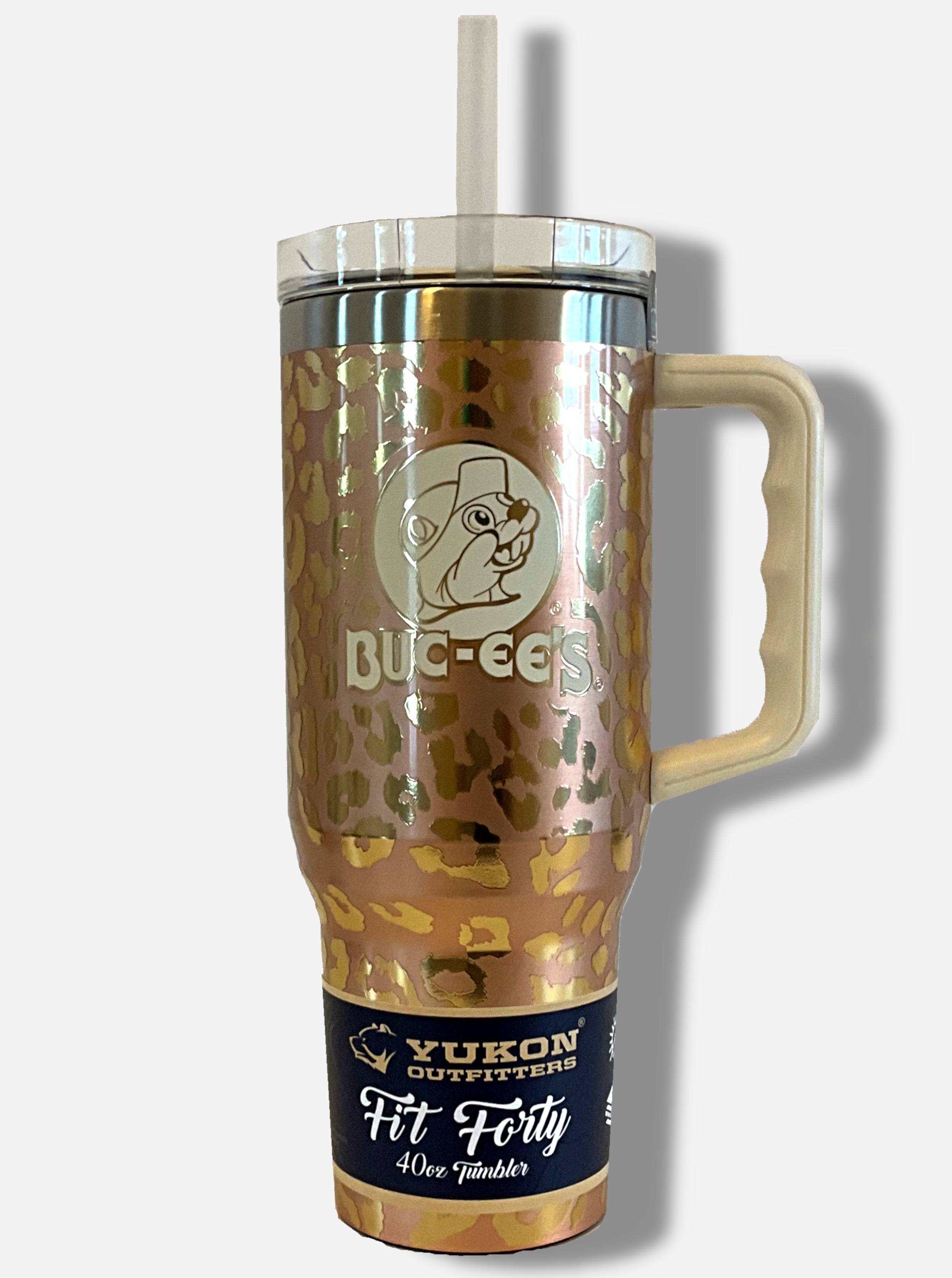 Buc-ee's Yukon Outfitters Gold Leopard Print 40oz Tumbler