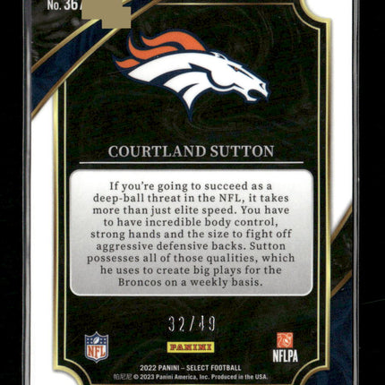 2022 Panini Select Red Disco Prizm Courtland Sutton #/49 #367