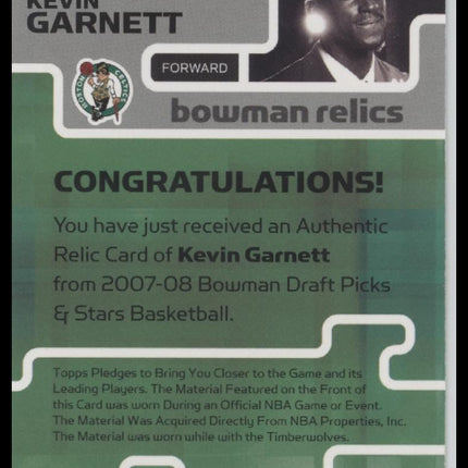 2007-08 Bowman Relics Kevin Garnett #BR-KG