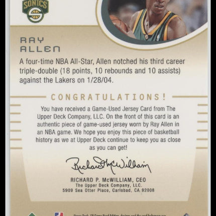 2004-05 SP Game Used Authentic Fabrics Ray Allen #AF-RA